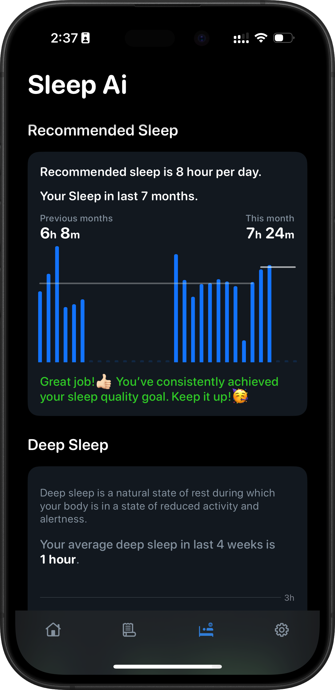 SleepMinder recommended sleep